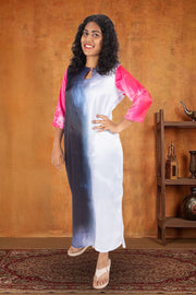 Black Printed Vegan Charmeuse Silk Dress 10073751