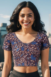 Marron Jahota Printed Cotton Blouse 10074489