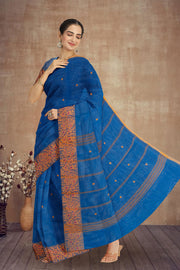 Blue Handloom Chettinad Cotton Saree 10075084