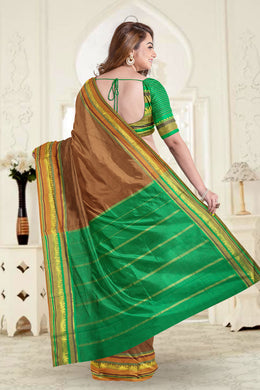 Brown Sugar Kanjivaram Vegan Silk Saree 10075541