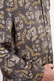Brown Full Sleeve Vanaspathi Print Modal Silk Mens Shirt 10077507