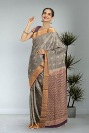 Grey Kanjivaram Pure Silk Saree 10076079