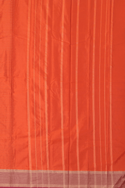 Orange Vegan Silk Kanjivaram Saree with Stripe Design 10077933
