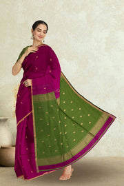 Magenta Maheshwari Silk Cotton Saree 10075262