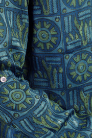 Blue Full Sleeve Vanaspathi Print Modal Silk Mens Shirt 10077508