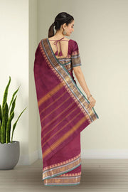 Red Handwoven Kanchi Cotton Saree 10063501