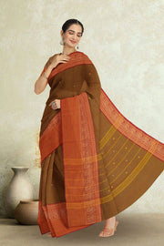 Brown Handloom Chettinad Cotton Saree 10072590