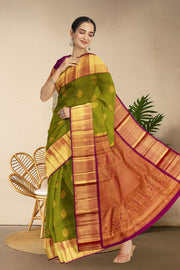 Green Korvai Kanjivaram Silk Saree 10065796