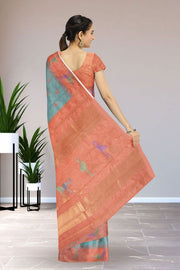 Soft Cyan Fancy Kanjivaram Vegan Silk Saree 10075602