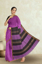 Purple Maheshwari Silk Cotton Saree 10075231
