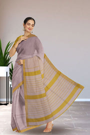Silver Maheshwari Silk Cotton Saree 10075235