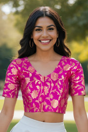 Pink Banarasi Chiniya Silk Blouse 10075020