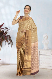 Brown Pure Silk Kanjivaram Saree 10071882