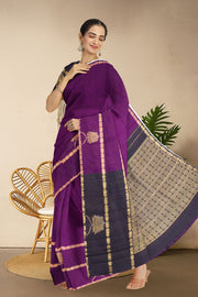 Purple Handloom Pure Zari Jacquard Kanjivaram Silk Saree 10063125