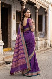 Purple Kanjivaram Silk Cotton Saree 10077974