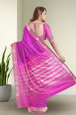 Barney Purple Korvai Kanjivaram Silk Saree 10075627