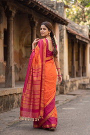 Orange Handloom Kanchi Silk Cotton Saree 10077993