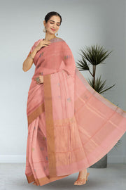 Peach Chanderi Silk Cotton Saree 10075383