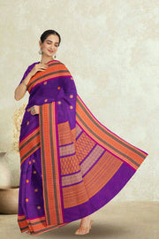 Purple Handloom Chettinad Cotton Saree 10075067
