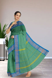 Blue Handloom Chettinad Cotton Saree 10075093