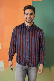 Black Full Sleeve Jahota Print Modal Silk Mens Shirt 10074385