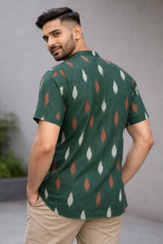 Ikat Cotton Men's Short Kurta With Slim-Fit Design & Front Pocket 10076948