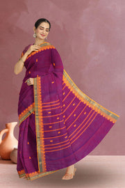 Purple Handloom Chettinad Cotton Saree 10075118