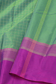 Green Vegan Silk Kanjivaram Saree With Checks Design 10077934
