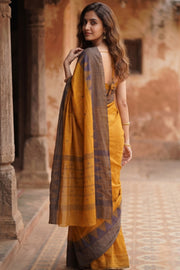 Mustard yellow Handloom Chettinad Cotton Saree 10077352