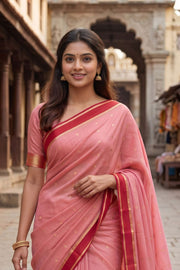 Blush Bloom Pink Mysore Crepe Silk Saree With Floral Motifs 10076255