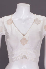 Off White Banarasi Katan Silk Blouse 10064841