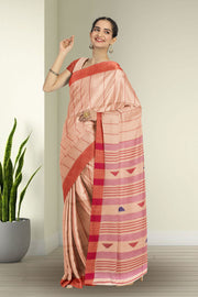 Beige Bengal Handwoven Cotton Saree 10075334