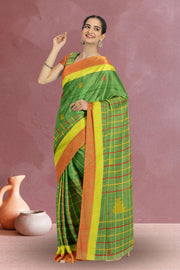 Green Bengal Handwoven Cotton Saree 10075340