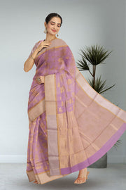 Lavender Chanderi Jaal Design Silk Saree 10075387