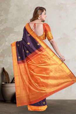 Matte Purple Korvai Kanjivaram Silk Saree 10075655