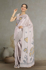 Beige Handloom Jamdani Linen Saree 10074666
