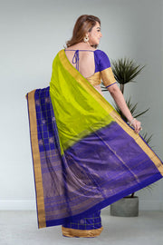 Yellowish Green Handloom Kanjivaram Soft Silk Saree 10075697