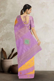 Kanjivaram Vegan Viscose Silk Bee Yellow Color Jute Style Finish 10075598