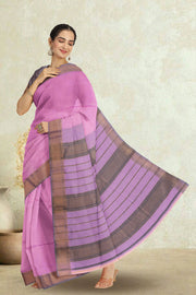 Pink Maheshwari Silk Cotton Saree 10075253