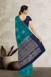 Peacock Blue Handloom Kanjivaram Soft Silk Saree 10065012