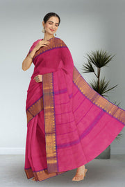 Pink Handloom Chettinad Cotton Saree 10072603