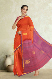  Orange Kanjivaram Pure Silk Saree 10076081