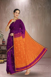 Purple Maheshwari Silk Cotton Saree 10075265