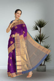 Purple Kanjivaram Vegan Silk Saree with Contrast Pallu 10073881