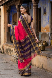 Bright Pink Semi Mysore Crepe Silk Saree 10077824