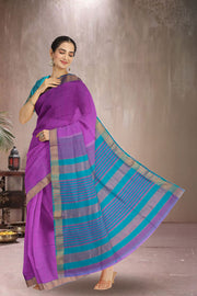 Lavender Maheshwari Silk Cotton Saree 10075246