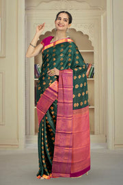 Green Kanjivaram Vegan Silk Saree 10076037