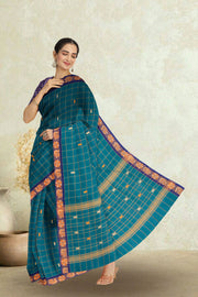 Blue Handloom Chettinad Cotton Saree  10072621