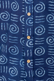 Indigo Handblock Print Pre-Washed Pure Cotton Shirt 10074613