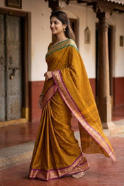 Brown Handloom Chettinad Cotton Saree 10077288